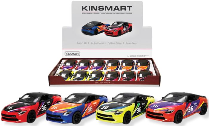 KINSMART – Nissan Fairlady Z Customized Edition – Modellino cm12 c/porte apribili – c/pull-back and go In espo da 12pz (xcm) 4ass…x12…x48